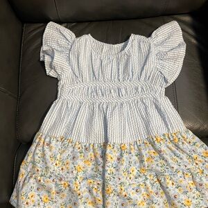 Bonnie Baby White and Yellow Ruffled Smocked Sundress